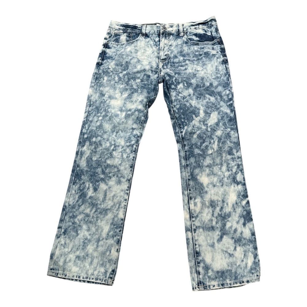 Ecko Unltd Mens Straight Fit Acid Wash Blue Denim Jeans Size 34x32